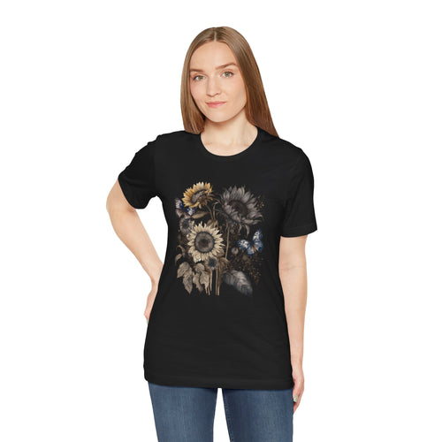 Watercolor Sunflower Butterfly Shirt | Floral Botanical T-Shirt for Women | Nature Lover Garden Tee