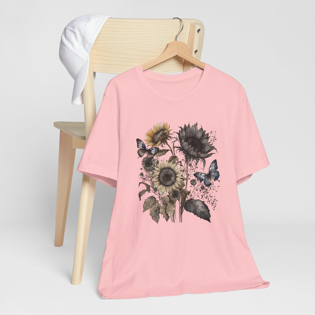 Watercolor Sunflower Butterfly Shirt | Floral Botanical T-Shirt for Women | Nature Lover Garden Tee