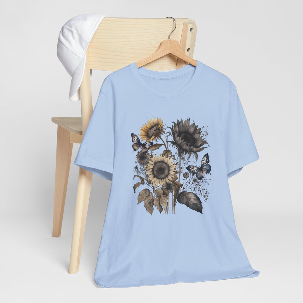 Watercolor Sunflower Butterfly Shirt | Floral Botanical T-Shirt for Women | Nature Lover Garden Tee