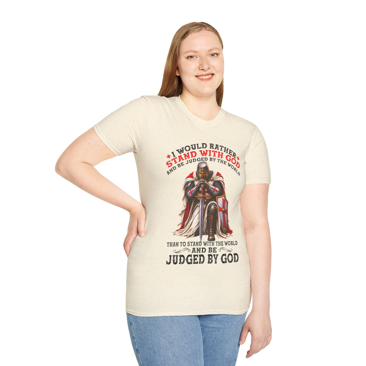 Christian T-Shirt I Would Rather Stand With God Faith Over Fear Religious Faith Shirt Christian Gift God First Apparel