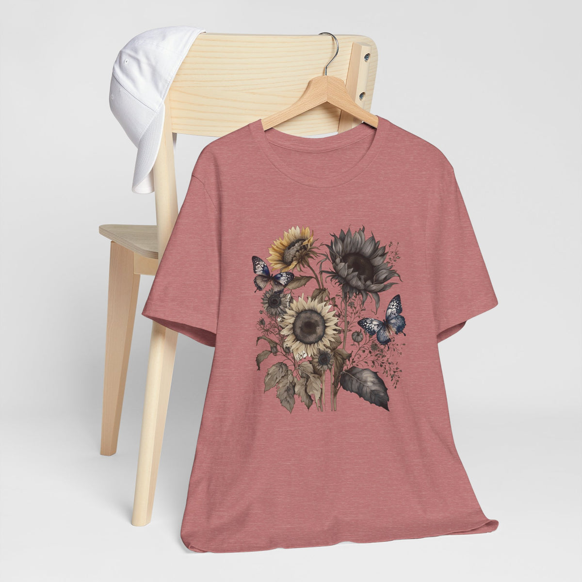 Watercolor Sunflower Butterfly Shirt | Floral Botanical T-Shirt for Women | Nature Lover Garden Tee