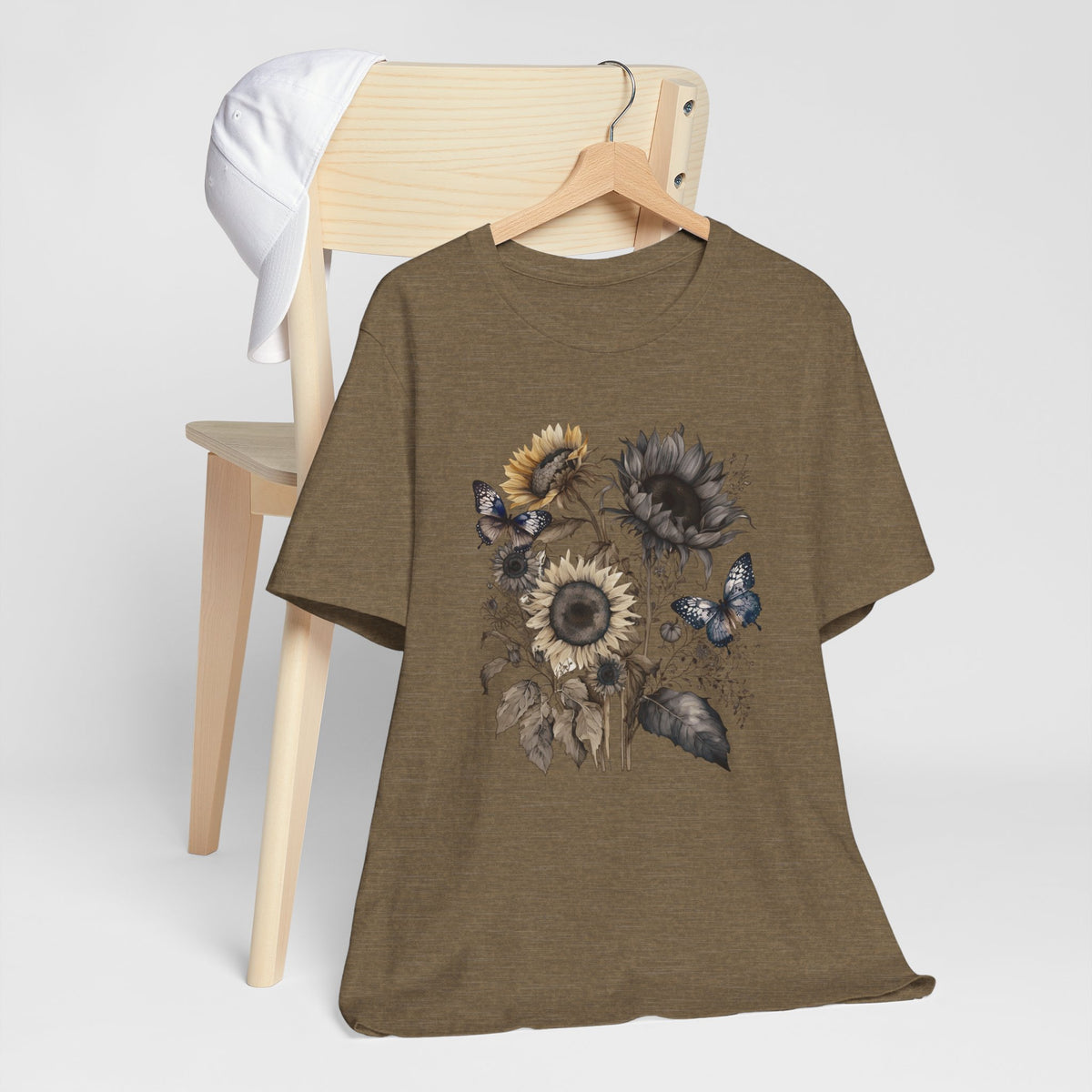 Watercolor Sunflower Butterfly Shirt | Floral Botanical T-Shirt for Women | Nature Lover Garden Tee