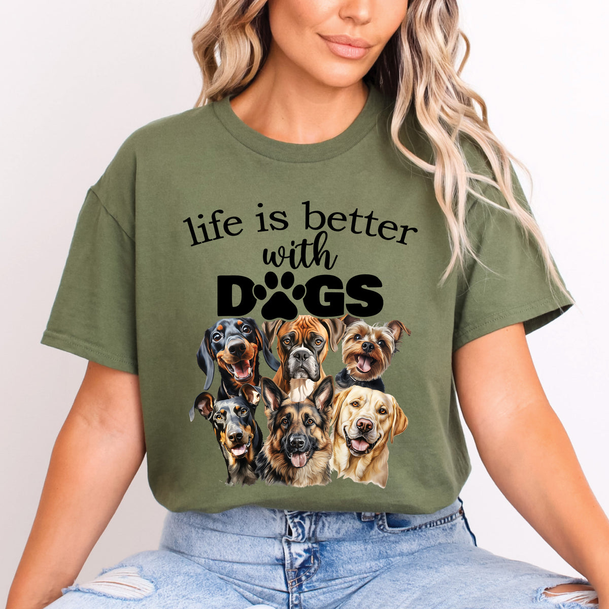 Life Is Better With Dogs T-Shirt | Dog Mom Shirt | Dog Dad Gift | Funny Pet Lover Tee | Canine Lover Shirt