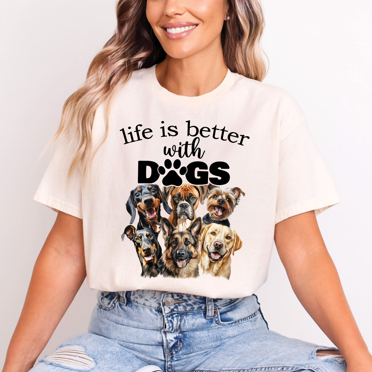 Life Is Better With Dogs T-Shirt | Dog Mom Shirt | Dog Dad Gift | Funny Pet Lover Tee | Canine Lover Shirt