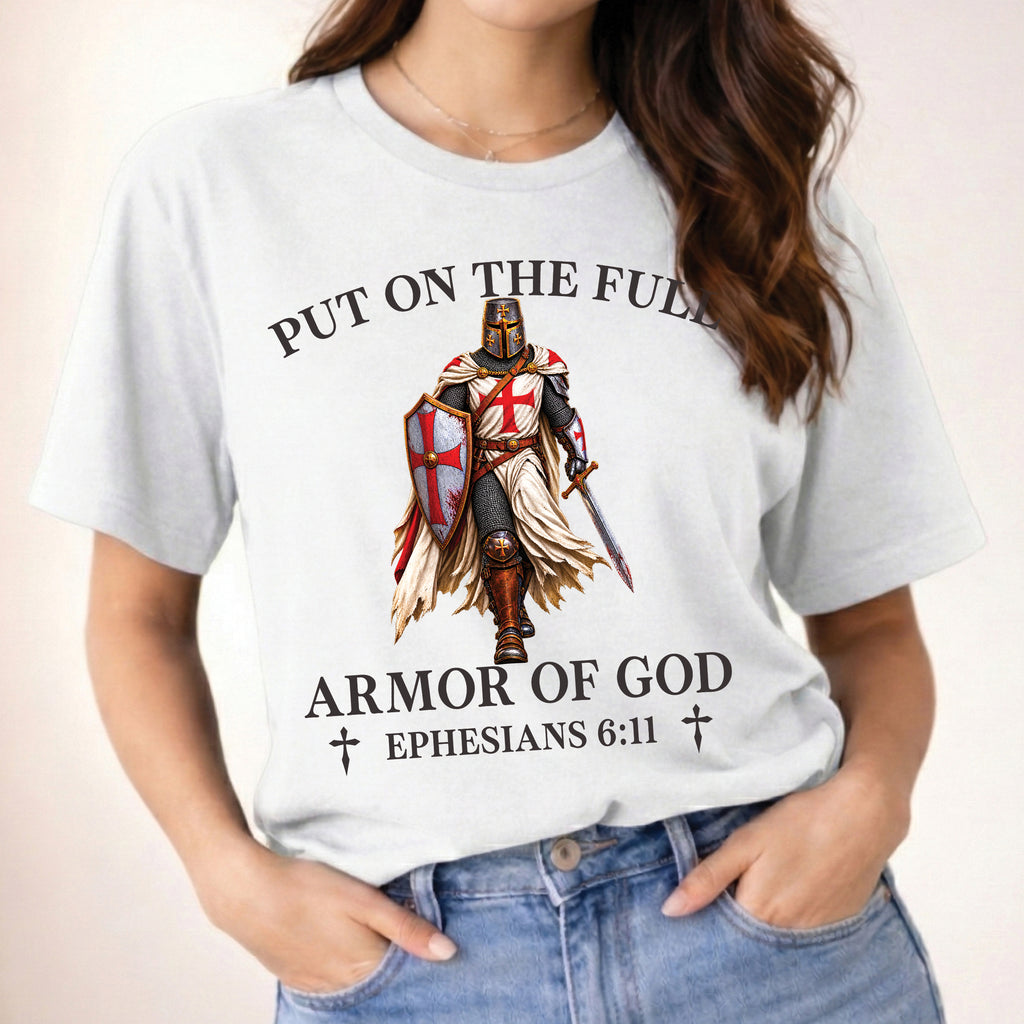 Armor Of God Shirt Ephesians 6:11 Christian Warrior T-Shirt Knight Templar Faith Bible Verse Christian Men's Shirt