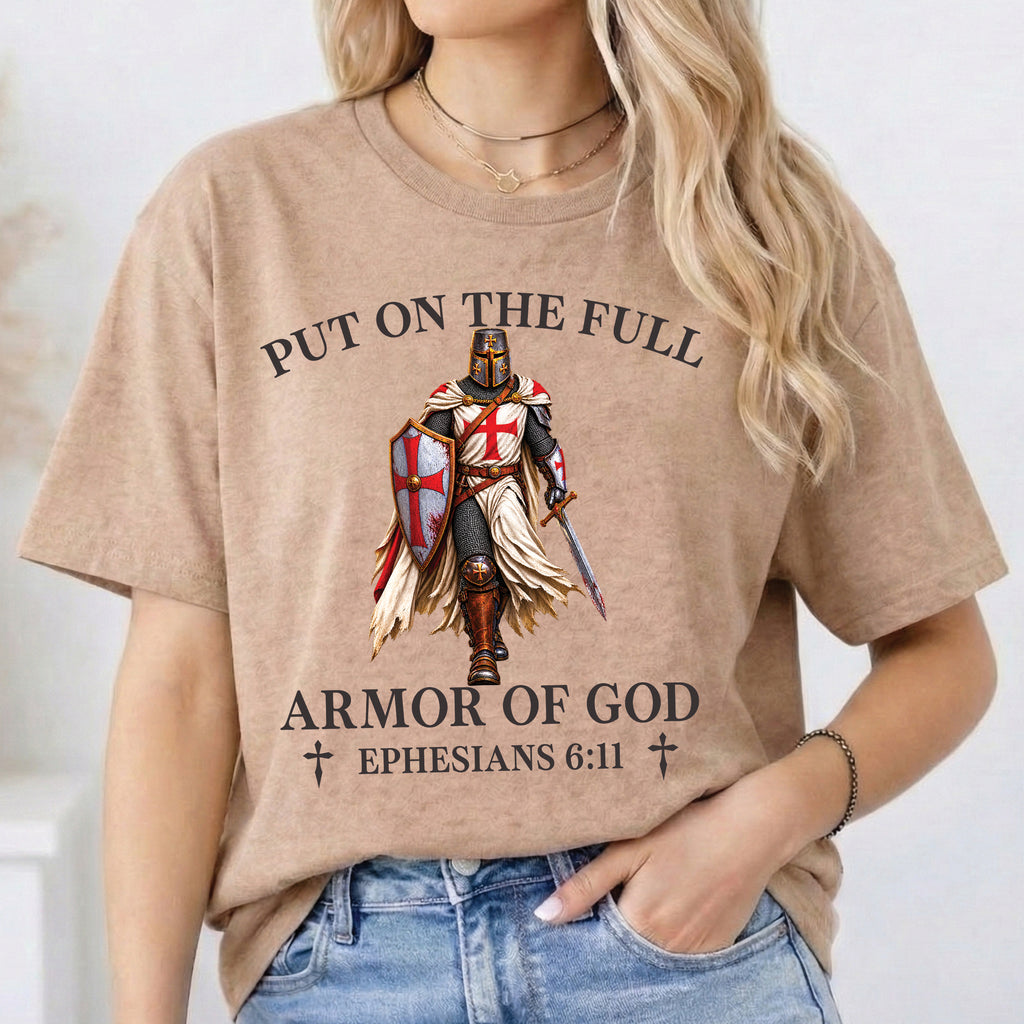 Armor Of God Shirt Ephesians 6:11 Christian Warrior T-Shirt Knight Templar Faith Bible Verse Christian Men's Shirt