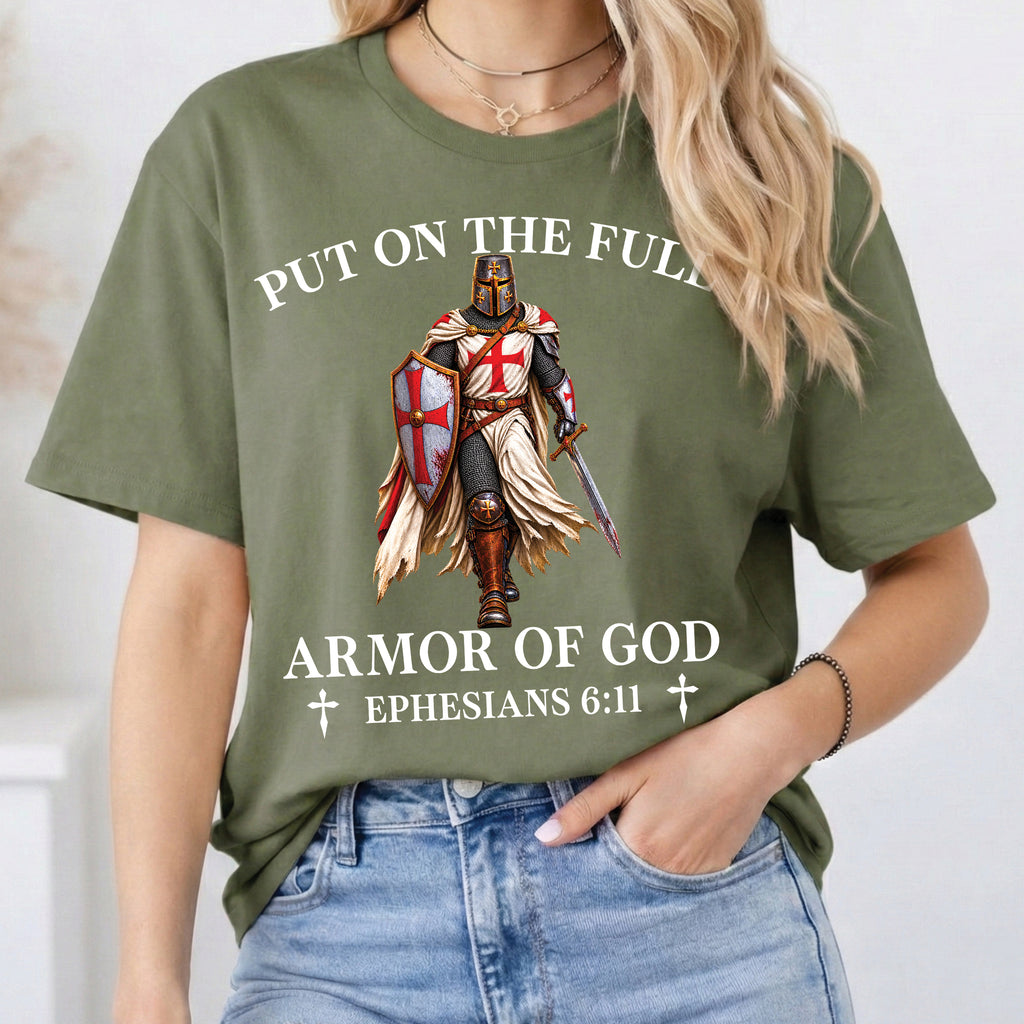 Armor Of God Shirt Ephesians 6:11 Christian Warrior T-Shirt Knight Templar Faith Bible Verse Christian Men's Shirt