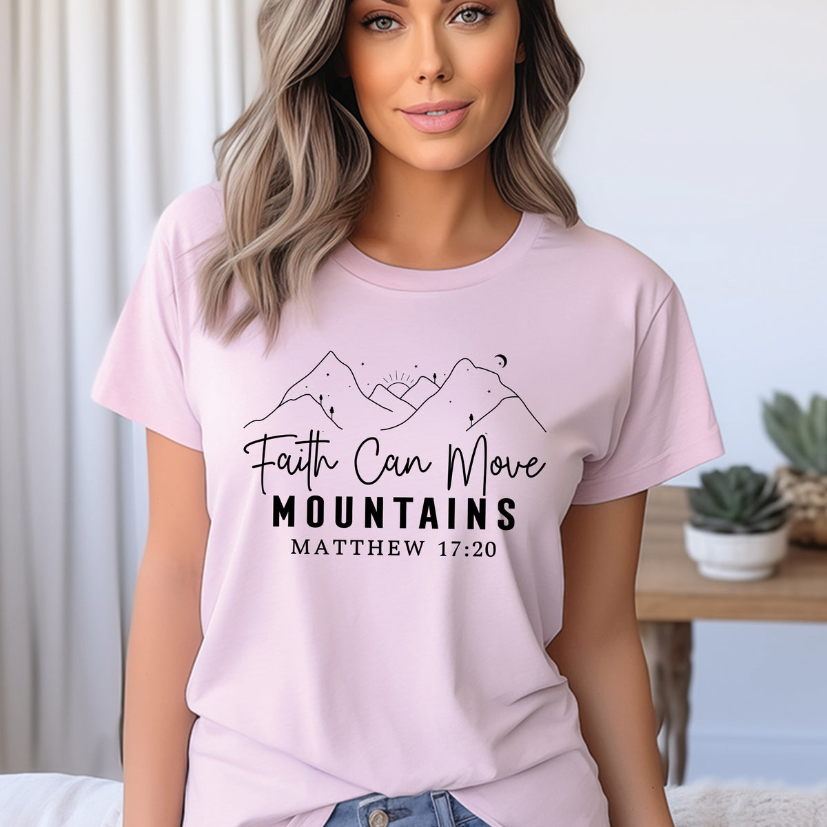 Faith Can Move Mountains Shirt | Matthew 17:20 Christian Faith T-Shirt | Bible Verse Christian Apparel
