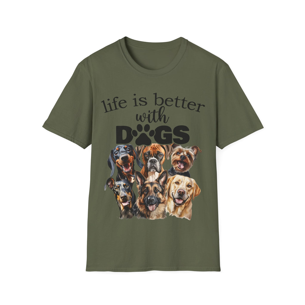 Life Is Better With Dogs T-Shirt | Dog Mom Shirt | Dog Dad Gift | Funny Pet Lover Tee | Canine Lover Shirt
