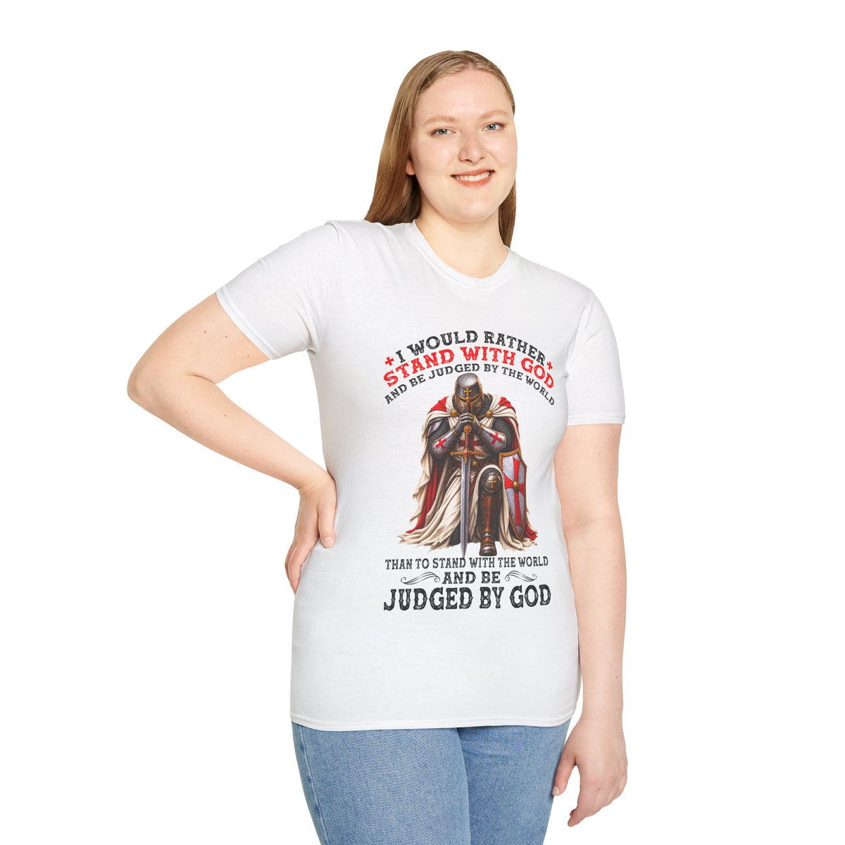 Christian T-Shirt I Would Rather Stand With God Faith Over Fear Religious Faith Shirt Christian Gift God First Apparel