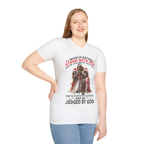 Christian T-Shirt I Would Rather Stand With God Faith Over Fear Religious Faith Shirt Christian Gift God First Apparel