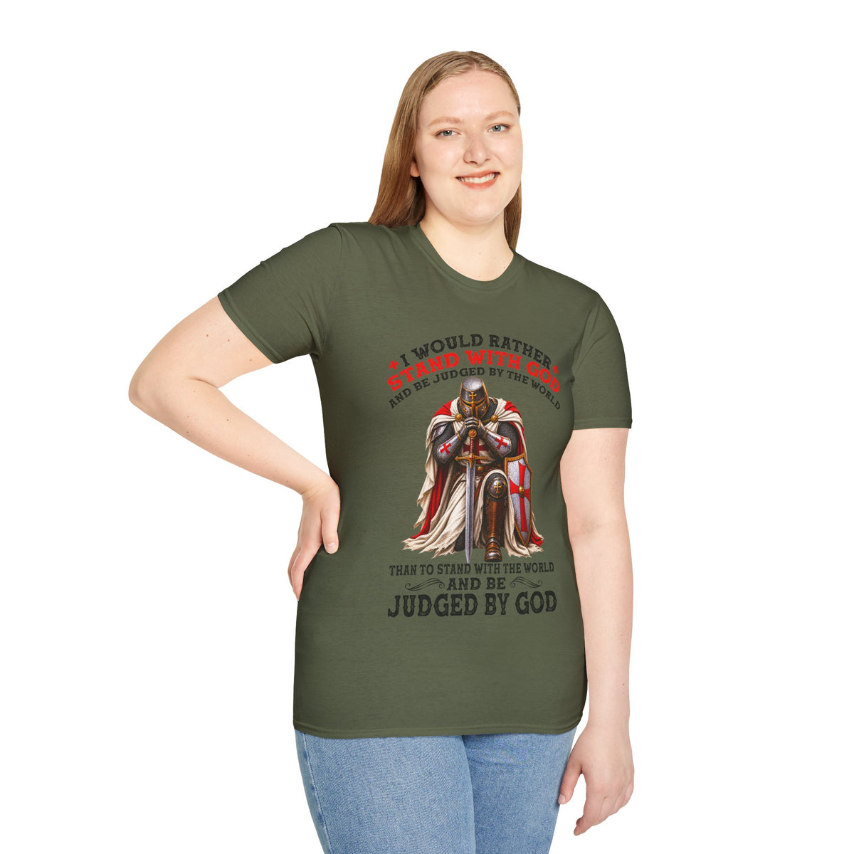Christian T-Shirt I Would Rather Stand With God Faith Over Fear Religious Faith Shirt Christian Gift God First Apparel